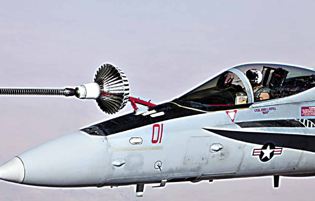 RISKY MISSION: The Air Task Group’s KC-30A Multi Role Tanker Transport crew comes to the rescue with air-to-air refuelling for a US Marine Corps F/A-18 Hornet fighter in trouble over Iraq. RISKY MISSION: The Air Task Group’s KC-30A Multi Role Tanker Transport crew comes to the rescue with air-to-air refuelling for a US Marine Corps F/A-18 Hornet fighter in trouble over Iraq.